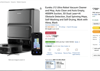 Amazon: Eureka J12 Ultra Robot Vacuum Cleaner and Mop – Was $1,599.00, now $798.89